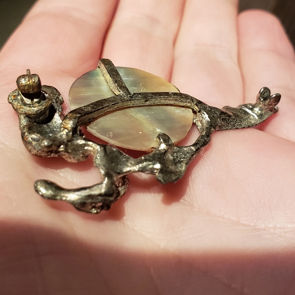 Vintage Pixie Elf Mermaid Silver Abalone mother of pearl pins lot - Picture 15 of 16